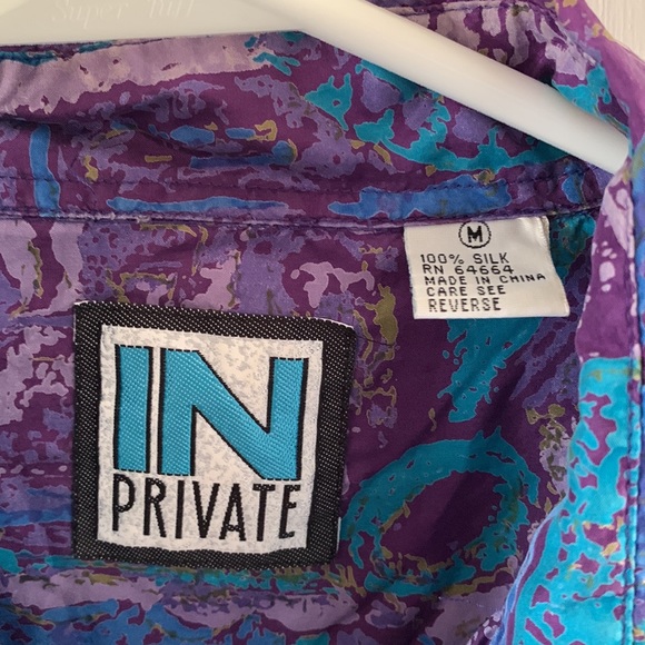 In Private vintage 90s bold print long sleeve silk blouse size medium - Picture 4 of 7